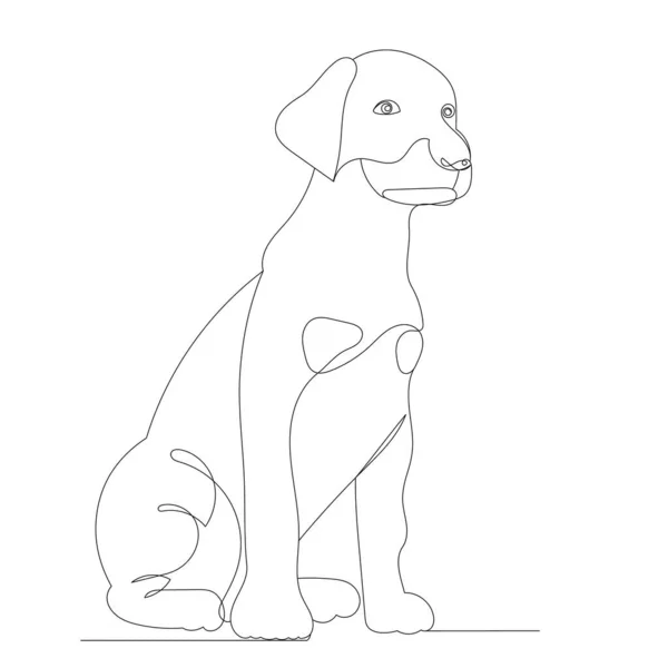 Cachorro Dibujo Por Una Línea Continua Vector Aislado — Archivo Imágenes Vectoriales