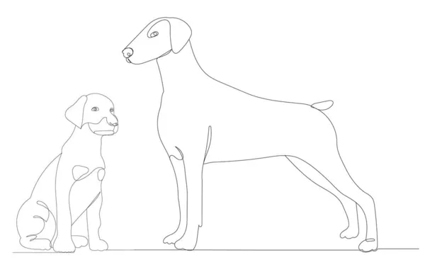 Disegno Del Cane Del Cucciolo Una Linea Continua Vettore Isolato — Vettoriale Stock