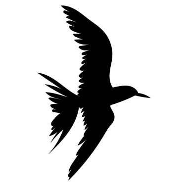 siyah siluet uçan kuş vektörü, izole