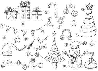 Yeni yıl karalama vektörü, izole