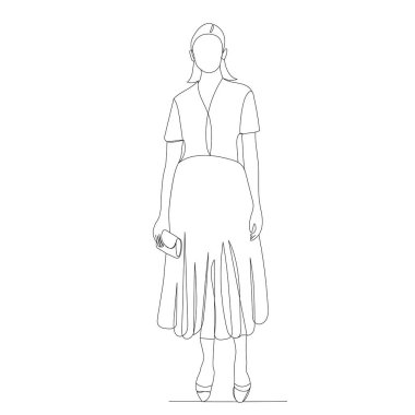 Kız, kadın sürekli bir çizgi vektörü tarafından çiziliyor, izole edilmiş.