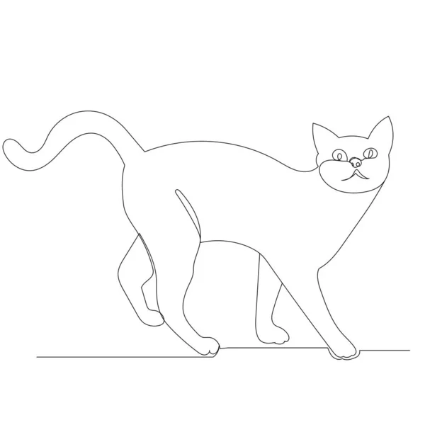 猫画一个连续的线向量 孤立的 — 图库矢量图片