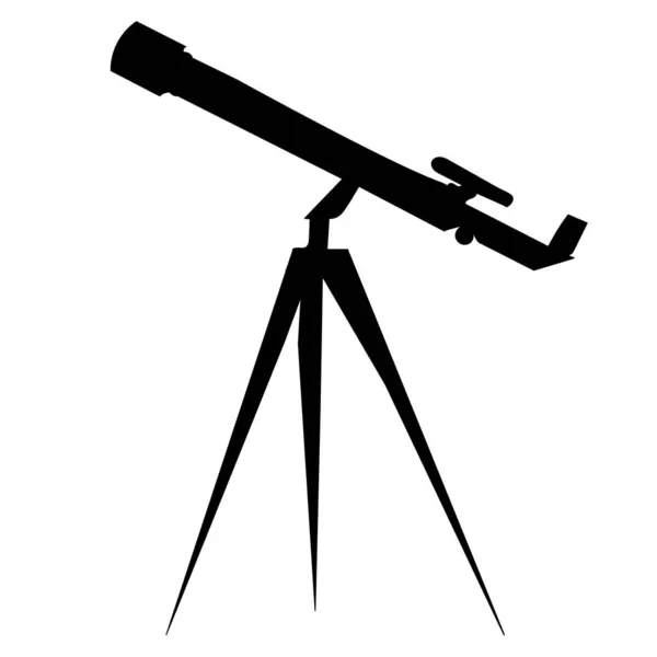 Télescope Vecteur Silhouette Noire Isolé Icône — Image vectorielle