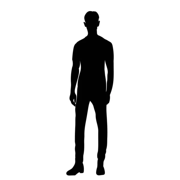 Homme Mec Vecteur Silhouette Noire Isolé — Image vectorielle