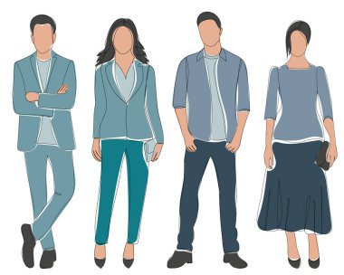 Sürekli çizgi vektörü çizen insanlar, izole edilmiş