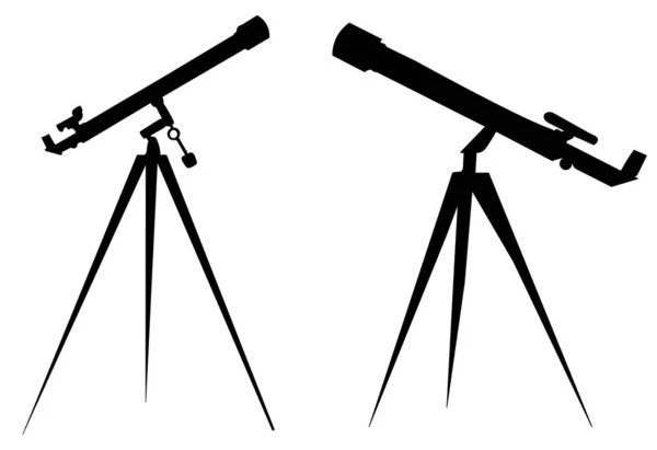 Télescope Noir Silhouette Vecteur Isolé — Image vectorielle