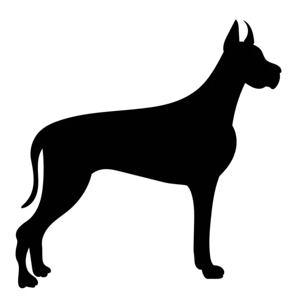Hund Auf Weißem Hintergrund Schwarze Silhouette — Stockvektor