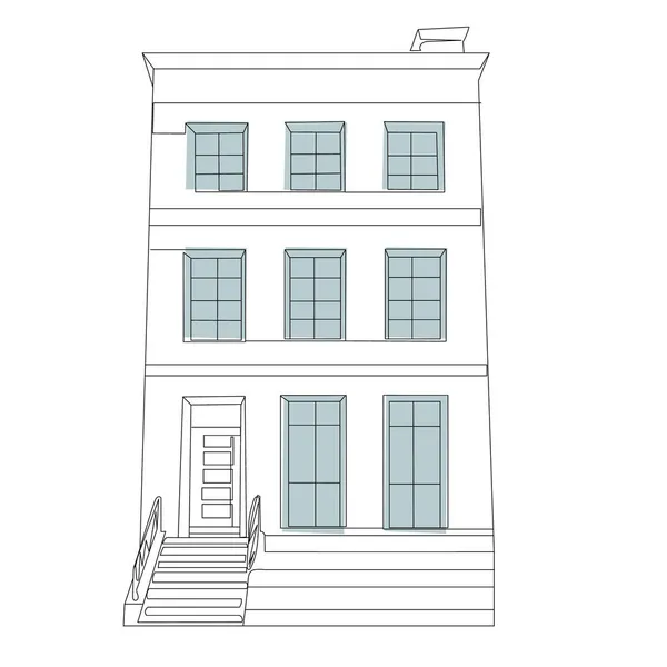 Малювання Будинку Вектор Безперервної Лінії Ізольовані — стоковий вектор