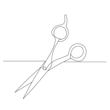 Makas sürekli bir çizgi vektörü çiziyor, izole.