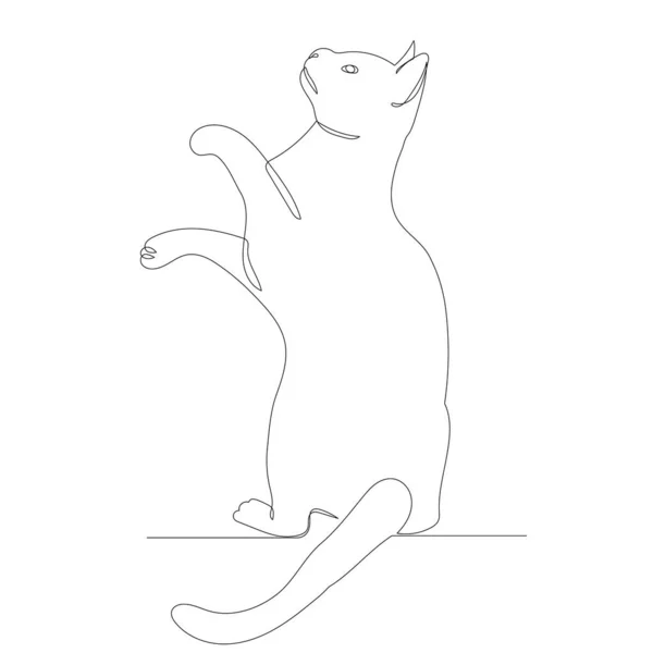 Kot Rysunek Jeden Ciągły Wektor Linii Izolowany — Wektor stockowy