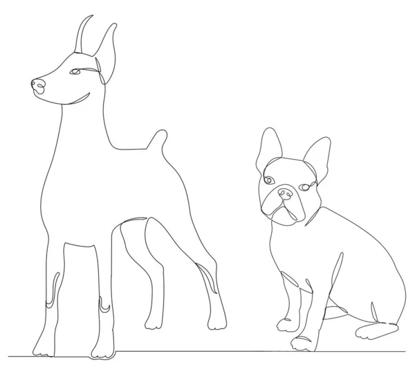 Cani Disegnando Vettore Linea Continua Isolato — Vettoriale Stock