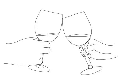 Camlı eller sürekli bir çizgi çizme vektörü, izole edilmiş.