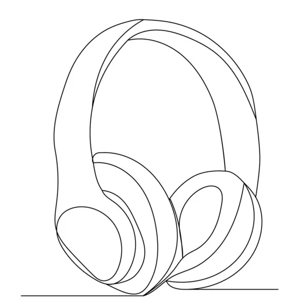 Headphones One Continuous Line Drawing Vector Isolated — Stock Vector