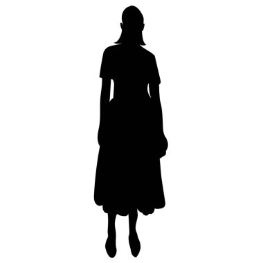 Beyaz arka planda siyah siluet kadın, vektör, izole