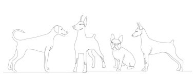 Beyaz arkaplanda köpek çizen bir çizgi, vektör