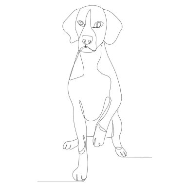 Köpek çizimi aralıksız bir çizgi, vektör, izole edilmiş