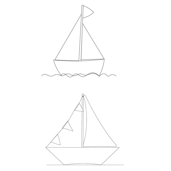 Bootszeichnung Durch Eine Durchgehende Linie Vektor Isoliert — Stockvektor