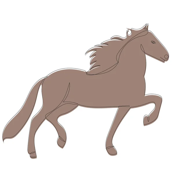 Bruin Paard Schets Vector Geïsoleerd Witte Achtergrond — Stockvector