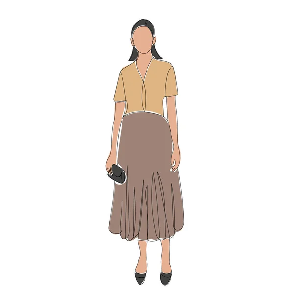 Mujer Boceto Vector Aislado Sobre Fondo Blanco — Archivo Imágenes Vectoriales