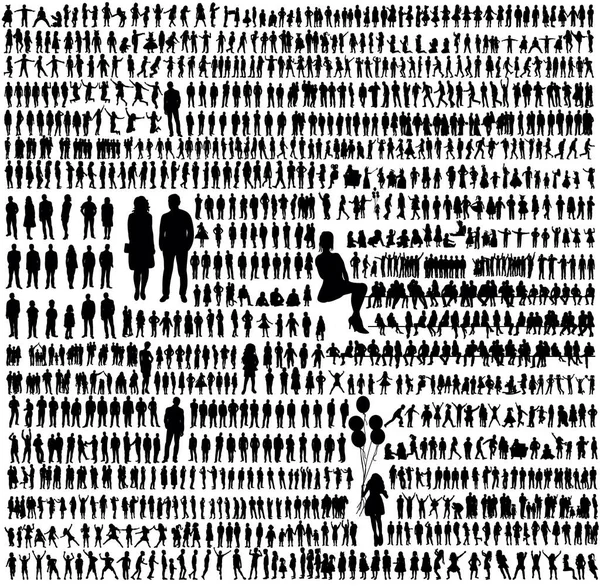 Ensemble Silhouettes Personnes Vecteur — Image vectorielle