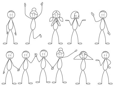 İnsanlar figürlü çizim, vektör yaparlar.