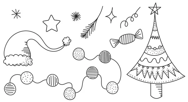 Año Nuevo Doodle Dibujo Vector — Archivo Imágenes Vectoriales