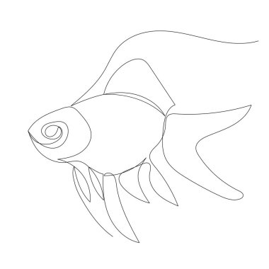 Balıklar sürekli bir çizgiyle yüzer, vektör.