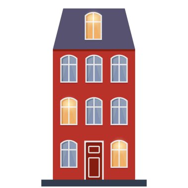 Sevimli kırmızı ev İskandinav tarzı, vektör, izole edilmiş