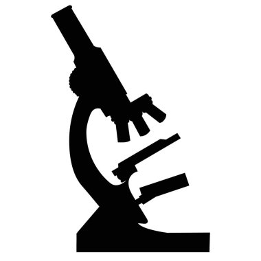 mikroskop, siyah siluet, vektör, izole edilmiş