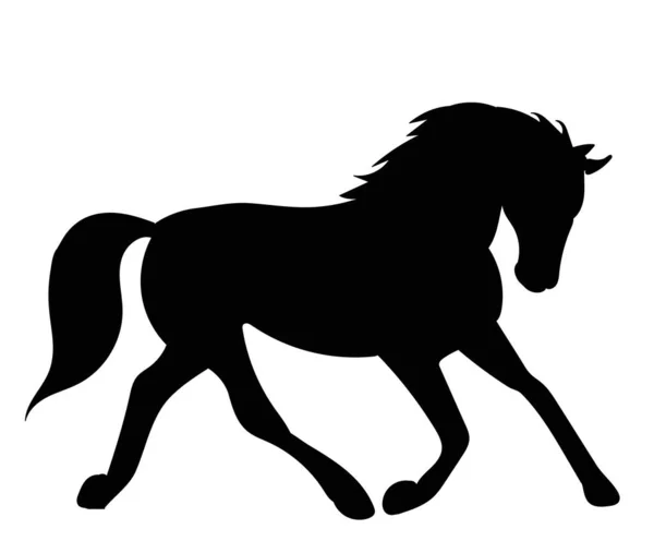 Running Horse Black Silhouette Vector Isolated — Stock Vector