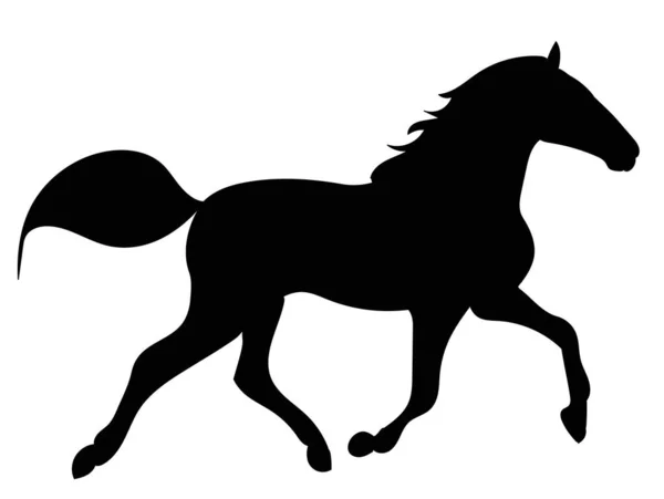 Caballo Carreras Silueta Negra Vector — Vector de stock