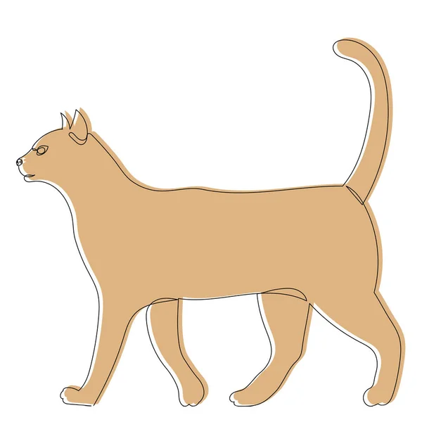 素描棕猫 孤立的 — 图库矢量图片
