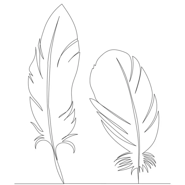 用一根连续的线画鸟的羽毛 — 图库矢量图片