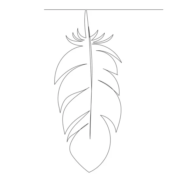 Pluma Pájaro Dibujo Contorno Por Una Línea Continua Boceto — Vector de stock