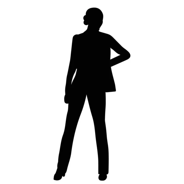 Woman Girl Black Silhouette Isolated — Stock Vector