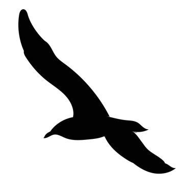 Kuş uçar siyah siluet, izole, vektör