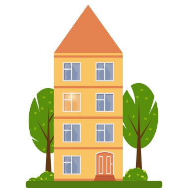 Sevimli sarı ev, İskandinav tarzı, çizim, vektör