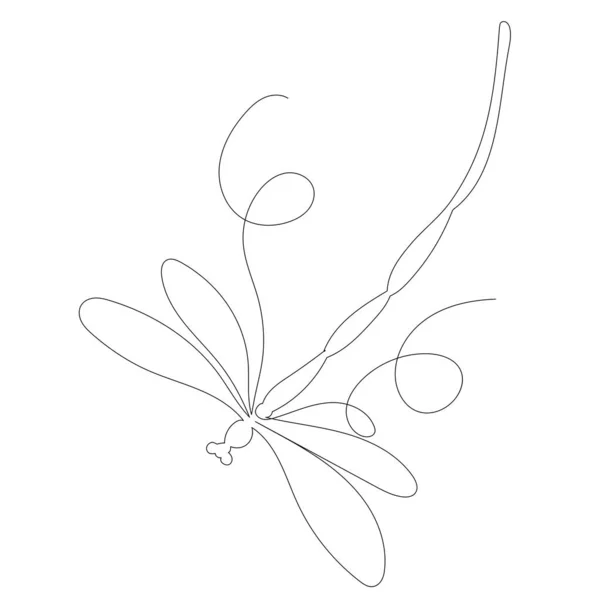 Рисунок Стрекозы Непрерывной Линии Эскиз Вектор — стоковый вектор