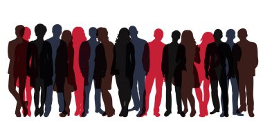 Siluet insanlar beyaz arka planda kalabalık, izole