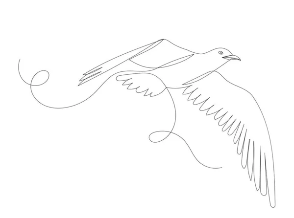 Fågel Flygande Kontinuerlig Linje Ritning Skiss Vektor — Stock vektor