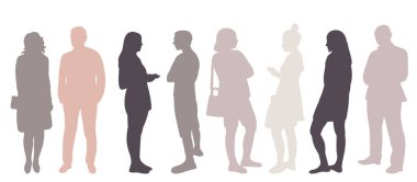 Siluet insanlar beyaz arka planda kalabalık, izole