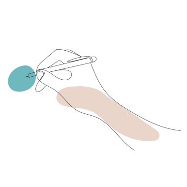 Kalemle el, resim çizimi, vektör, izole edilmiş