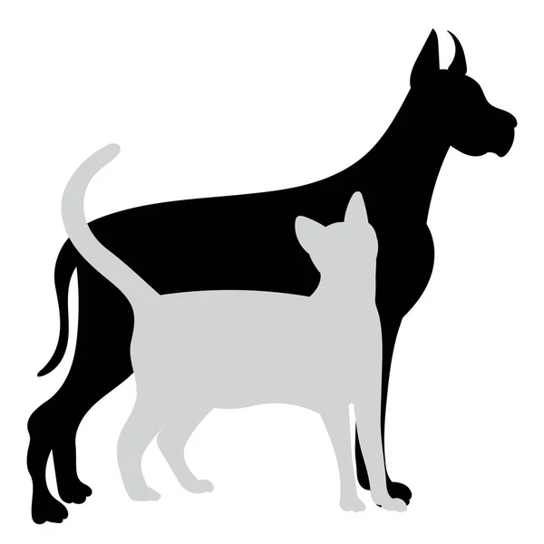 Silhueta Cão Gato Fundo Branco Isolado — Vetor de Stock