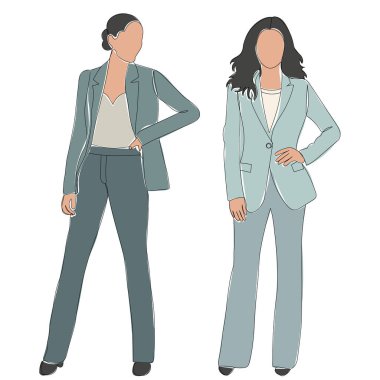 kızlar, kadınlar çizim, vektör, izole edilmiş