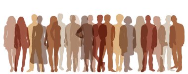 Siluet kalabalığı duruyor, izole edilmiş.