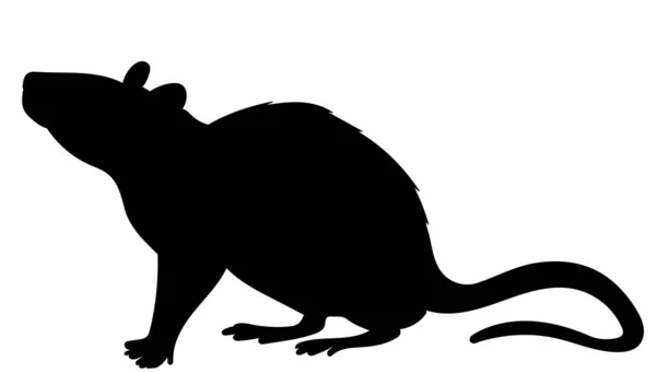 Silhouettenmaus Rattenweißer Hintergrund Isoliert Vektor — Stockvektor