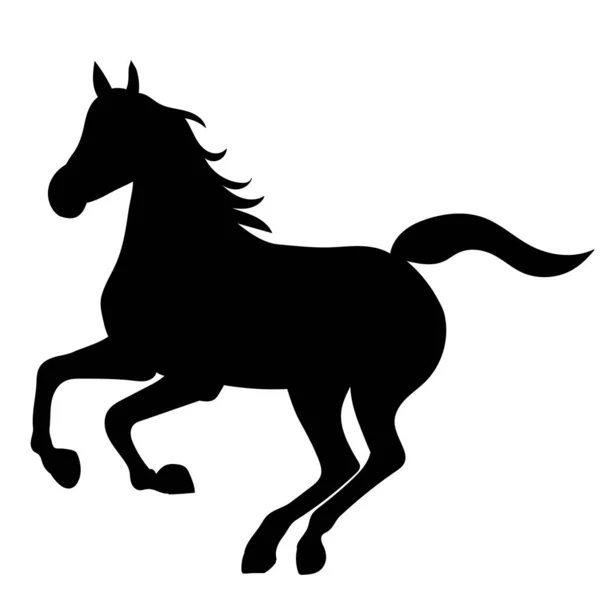 Silhueta Correndo Cavalo Fundo Branco Isolado Vetor —  Vetores de Stock
