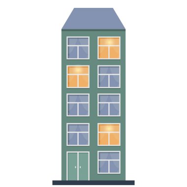 yeşil ev İskandinav tarzında, beyaz arka plan izole edilmiş, vektör