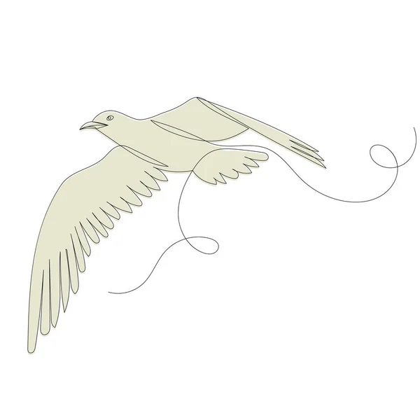 Blanco Gaviota Vuelo Boceto Vector Aislado — Vector de stock