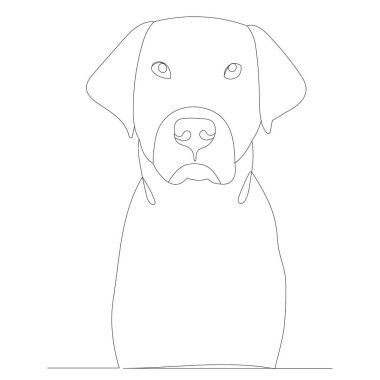 Köpek portresi, sürekli çizim, taslak, vektör